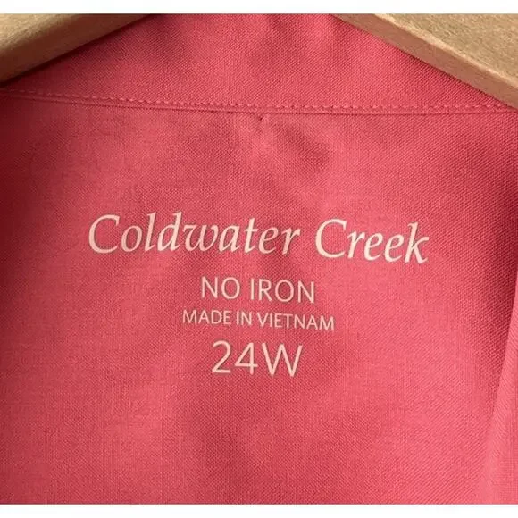 Coldwater Creek Button Up Shirt Plus Size 24W No Iron Coral Preppy Office Career - Picture 5 of 9